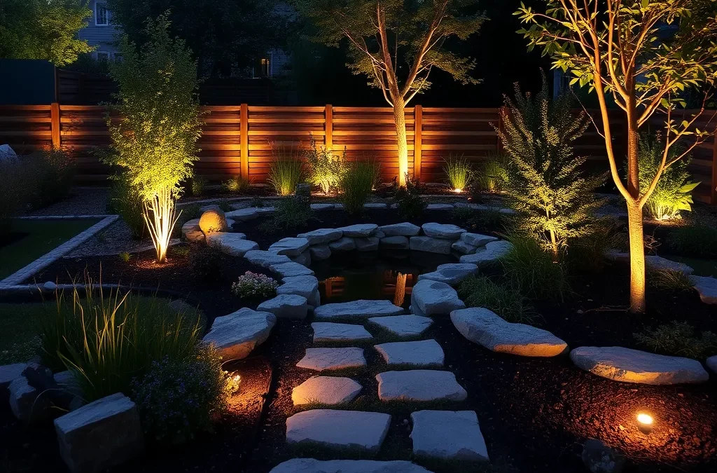 Stimmungsvolle Gartenbeleuchtung und effiziente Bewässerungssysteme